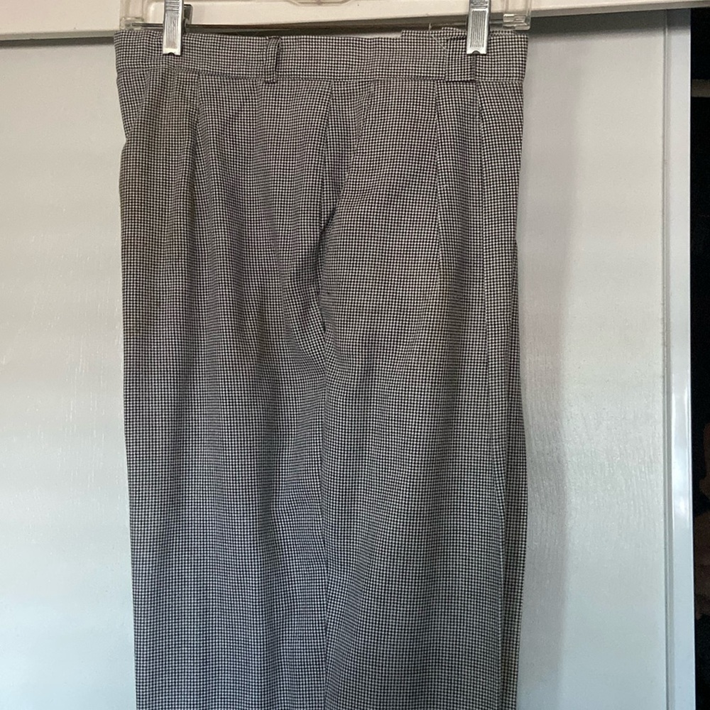 Black and white checked dress pants